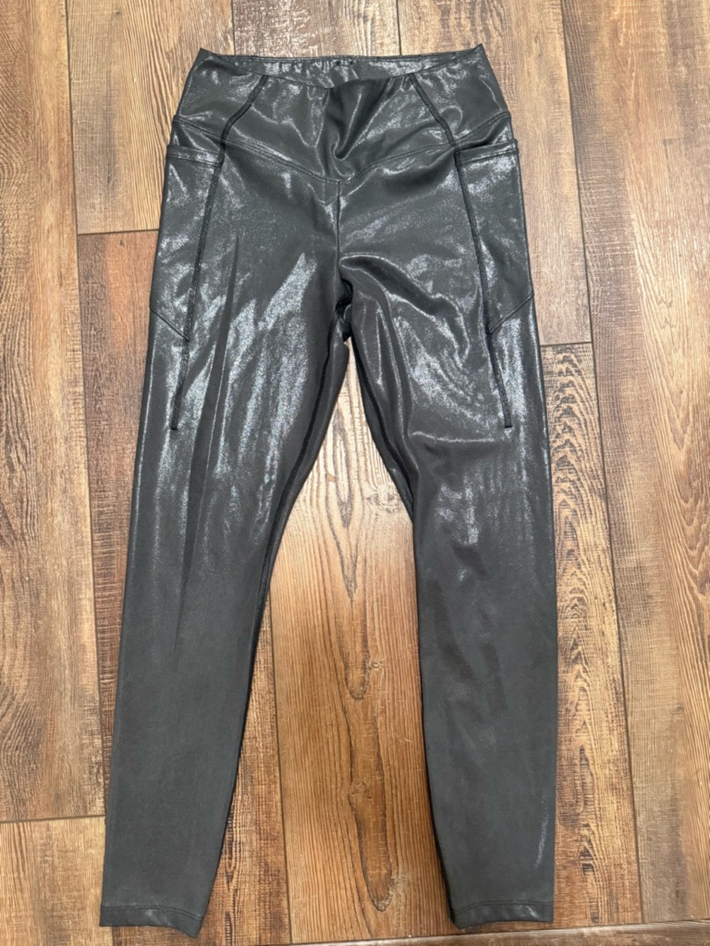 Pink Black shine High-Waist active wear leggings